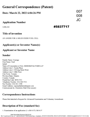 Document de brevet canadien 3046161. Requête d'examen 20220322. Image 1 de 17